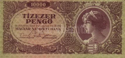 1945. 10.000P (2x) egyik felfelé csúszott nyomattal + 100.000P (2x) + 1.000.000P (2x) T:I-,II,II-