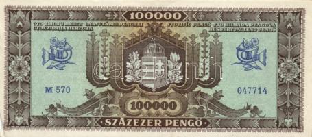 1945. 10.000P (2x) egyik felfelé csúszott nyomattal + 100.000P (2x) + 1.000.000P (2x) T:I-,II,II-