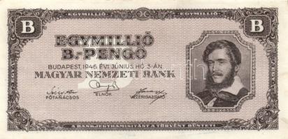 1946. 1.000.000.000P + 10.000MP (2x) kétféle színváltozat + 100.000MP + 1.000.000MP + 10.000BP + 100...