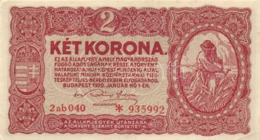 1920. 20f + 50f + 1K + 2K "2ab" + 10K + 20K (2x) színváltozatok T:II,II-