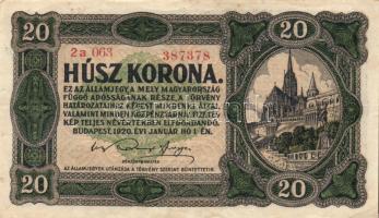 1920. 20f + 50f + 1K + 2K "2ab" + 10K + 20K (2x) színváltozatok T:II,II-