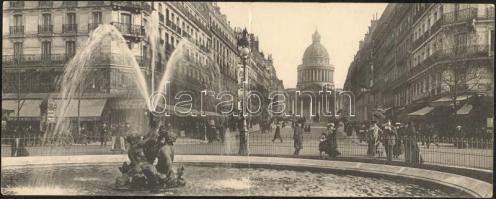 Paris, Pantheon, Rue Soufflot / church, street, panoramacard in two pieces