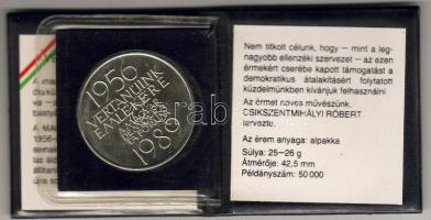 1989. "Demokrata Fórum - 1956. emlékérem" szign: Csikszentmihályi Róbert, eredeti műanyag ...