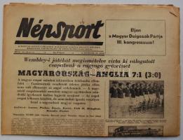 1954. május 24. Népsport: beszámoló a Magyarország-Anglia (7-1) labdarúgó mérkőzésről