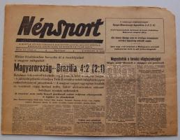 1954. június 28. Népsport: beszámoló a labdarúgó világbajnokság Magyarország-Brazília (4-2) mérkőzéséről