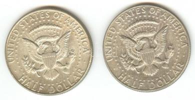 Amerikai Egyesült Államok 1968D/69D. 1/2$ Ag (2x) Kennedy T:2 USA 1968D/69D. 1/2 Dollar Ag (2x) Kennedy C:XF