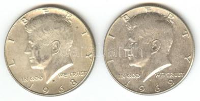 Amerikai Egyesült Államok 1968D/69D. 1/2$ Ag (2x) "Kennedy" T:2
USA 1968D/69D. 1/2 Dollar ...