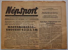 1954. július 1. Népsport: beszámoló a labdarúgó világbajnokság Magyarország-Uruguay (4:2) mérkőzésésről