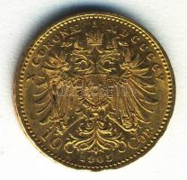 Ausztria 1905. 10K Au &quot;Ferenc József&quot; (3,3875g) T:2 ph. Austria 1905. 10 Corona Au &quot;Franz Joseph I&quot; (3,3875g) C:XF edge error