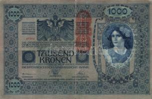 1902. 1000K "Deutschösterreich" felülbélyegzéssel + 1919. 5K "Osztrák-Magyar Bank...&...