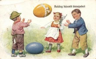 Easter, children and egg, B.K.W.I. 4129-4. s: K. Feiertag (EB)