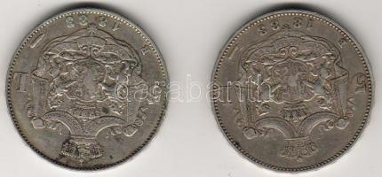 Románia 1883. 5L (2x) ezüst T:3