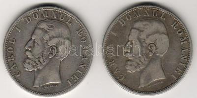 Románia 1881. 5L (2x) ezüst T:3/4 pici ph.