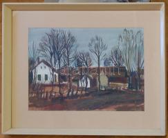 Bóka Dezső (1935): Árpilisi táj, akvarell, papír, jelzett, üvegezett keretben 47x63cm