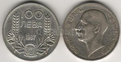 Bulgária 1934,37 100L (2x) ezüst T:2/3
