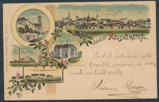 1899 Kecskemét villanyteleppel, földmíves iskolával litho (EK)