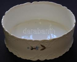 XIX. századi kézzel festett cseh fajansz leveses tál / 19th century Bohemian hand-painted faience soup bowl 8cm, d: 23cm