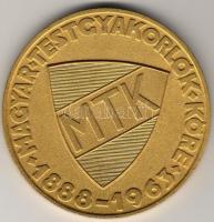 1963. "75 éves az MTK" nagyalakú aranyozott bronz emlékérem hozzávaló díszdobozban T:2