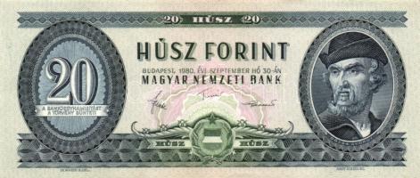 1980. 20Ft (4x) páronként egymás utáni sorszámmal T:II