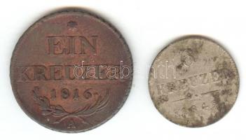 Ausztria 1816A 1Kr + 1849A 6Kr Ag T:2-,3 Austria 1816A 1 Kreuzer + 1849A 6 Kreuzer Ag C:VF,F