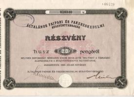 1926. Ált. Faipari és Faker. RT. 20P részvénye