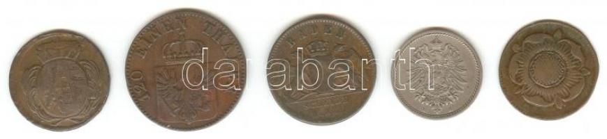 Német Államok/Lippe/Szászország/Baden/Poroszország 1768. 1Pf + 1773C 1Pf + 1863. 1Kr + 1864A 3Pf + N...