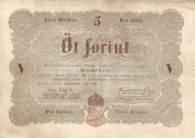 1848. 1Ft + 5Ft (barna) + 5Ft (piros) "Kossuth" T:III