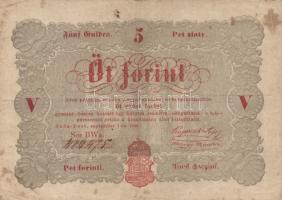 1848. 1Ft + 5Ft (barna) + 5Ft (piros) "Kossuth" T:III