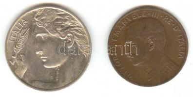 Olaszország 1911R 2c + 1912R 20c "II. Viktor Emánuel" T:2
Italy 1911R 2 centesimi + 1912R ...