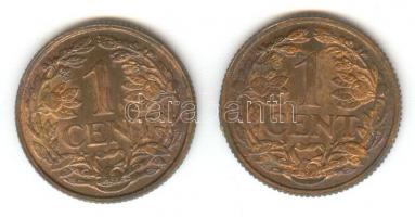 Holland Antillák 1954. 1c Br (2x) T:2 Netherlands Antilles 1954. 1 cent Br (2x) C:XF