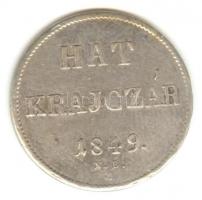 1849NB 6Kr Ag előoldal körirati &quot;Y&quot;-ja jobbra eltolódott! T:2