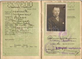 1928 Fényképes útlevél okmány- és vízumbélyegekkel