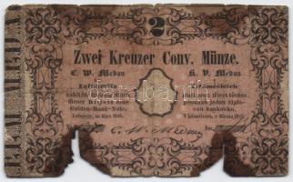 Ausztria / Leitmeritz 1849. 2Kr sorszámmal T:IV Austria / Leitmeritz 1849. 10 Kreuzer with serial number C:G