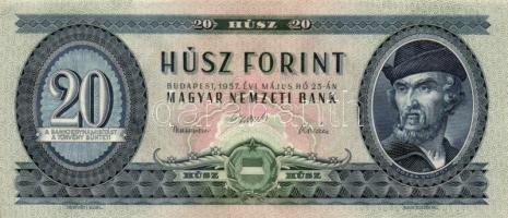 1957. 20Ft (2x) egymásutáni sorszámmal T:II (hajtatlanok!)