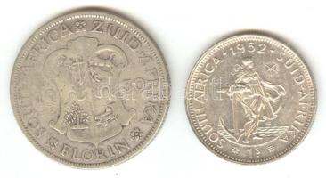 Dél-Afrika 1930. 1Fl Ag + 1952. 1Sh Ag T:3,2 South Africa 1930. 1 Florin Ag + 1952. 1 Shilling Ag C:F,XF