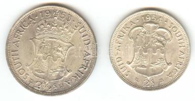 Dél-Afrika 1953. 2 1/2Sh Ag + 1954. 2Sh Ag T:2 South Africa 1953. 2 1/2 Shillings Ag 1954. 2 Shillings Ag C:XF