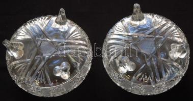 2 db kristály tálka lábakon / 
Chrystal dishes d: 14 cm
