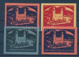 1927 I. Debreceni bélyegkiállítás 4 db levélzáró