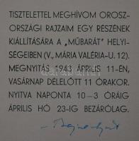 Bajor Ágost (1892-1958): Oroszországi rajzaim kiállítása, rézkarc-papír, jelzett, 11x15cm