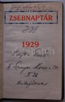 1929 Zsebnaptár menetrendekkel, postai díjszabásokkal, budapesti útmutatóval