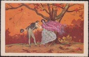 Italian art postcard, romantic couple, Degami 869. s: T. Corbella, Olasz művészlap, romantikus pár, Degami 869. s: T. Corbella