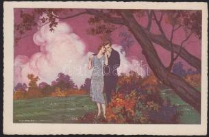 Italian art postcard, romantic couple, Degami 66. s: T. Corbella, Olasz művészlap, romantikus pár, Degami 66. s: T. Corbella