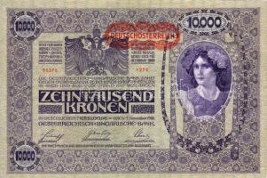 Ausztria 1918. 10.000K piros "Deutschösterreich" fny-sal T:I R!
