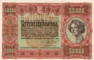1923. 50.000K piros "0" szériás "Minta" lyukasztással T:I RR!!