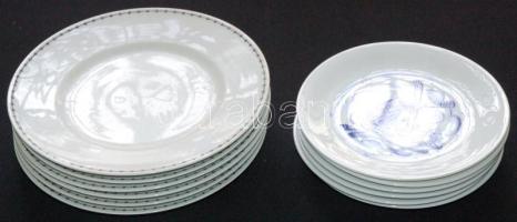 Nagy vegyes porcelán és kerámia tétel: 7 darabos csehszlovák porcelán tányérkészlet, 6 személyes jelzett Bavaria porcelán süteményes tányérkészlet, 2 db váza, stb.