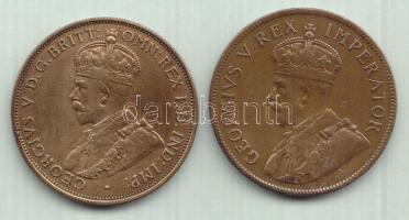 Jersey 1923. 1/12Sh + Dél-Afrika 1930. 1p T:2-
Jersey 1923. 1/12 Shilling + South Africa 1930. 1 Pen...