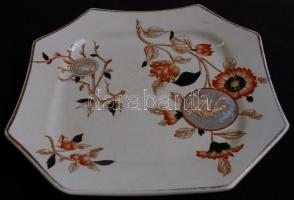 Jelzett kézzel festett angol porcelán tányér /
British hand-painted porcelain plate 24,5x24,5cm