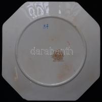 Jelzett kézzel festett angol porcelán tányér /
British hand-painted porcelain plate 24,5x24,5cm