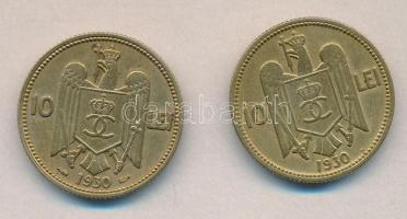 Románia 1930. 10L (2x) kétféle változat T:2-
Romania 1930. 10 Lei (2x) two different C:VF
