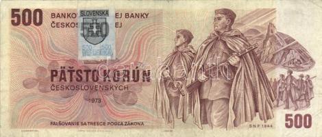 Csehszlovákia 1961. 100K szlovák bélyeggel + 1973. 500K szlovák bélyeggel T:III
Czechoslovakia 1961....